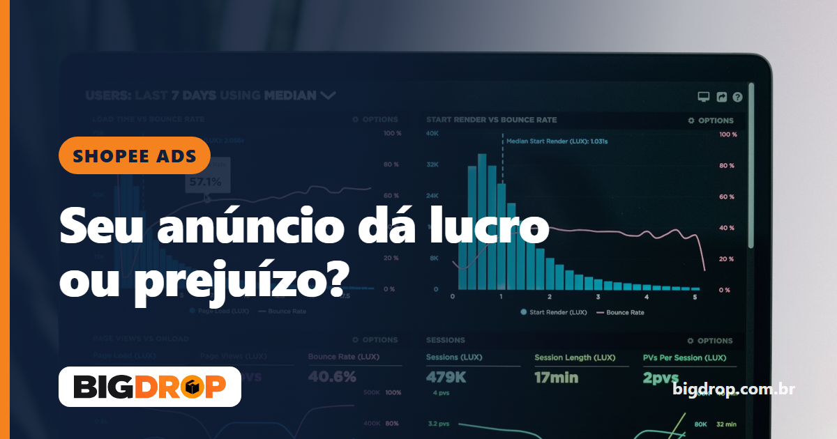 Notebook exibindo gráficos de desempenho e métricas de anúncios